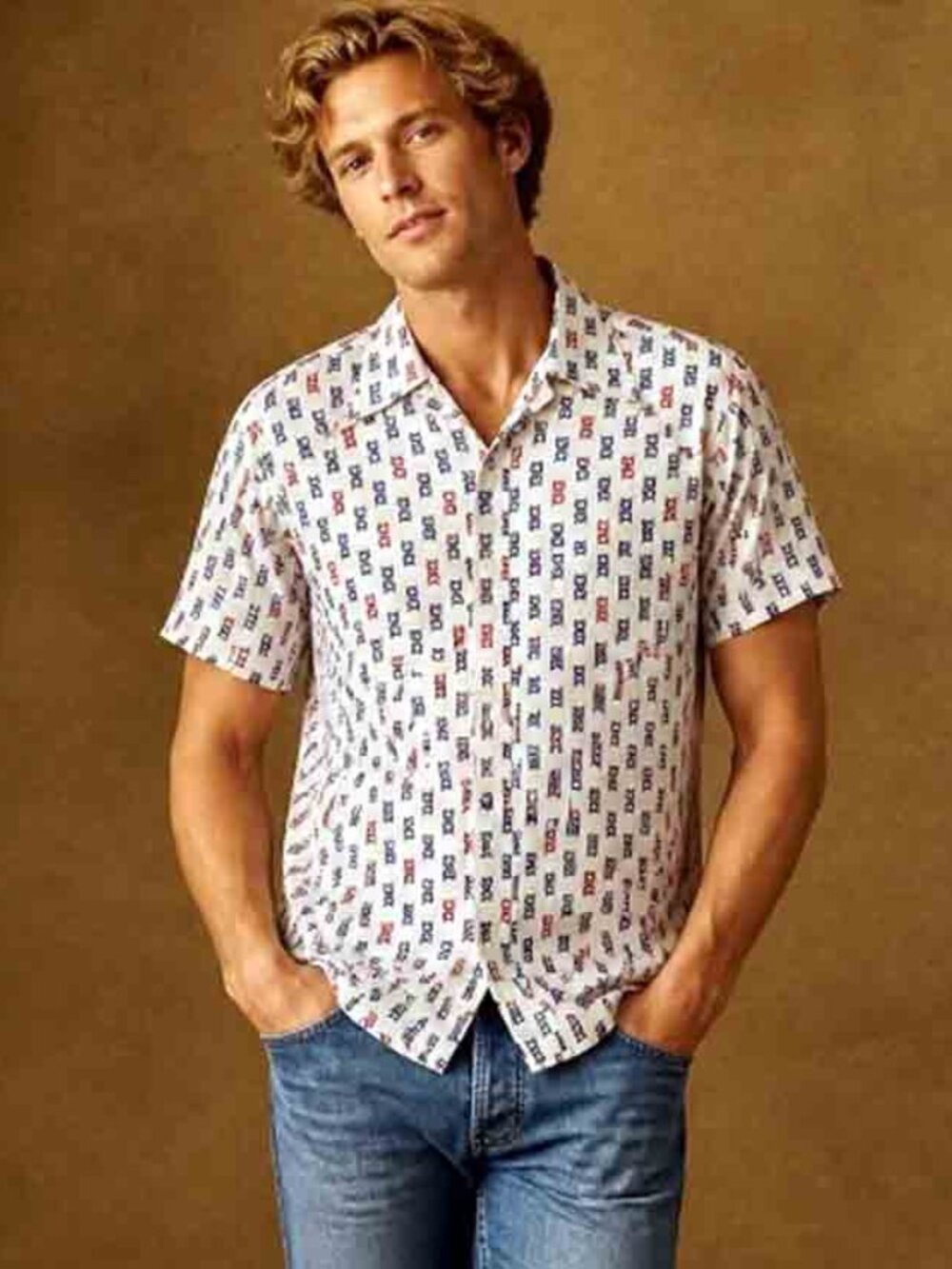 Vintage 1970s Kings Road Camp Style Short Sleeve Shirt Size Medium